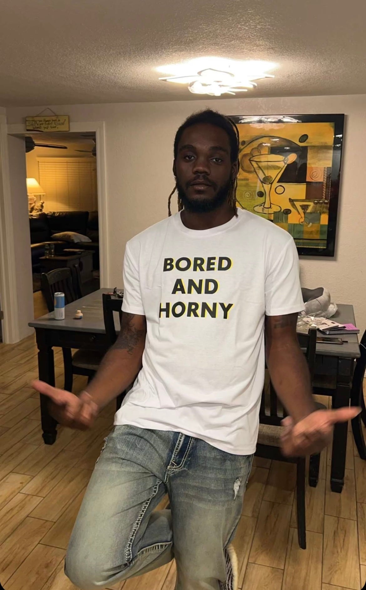 White Bored And Horny Tee