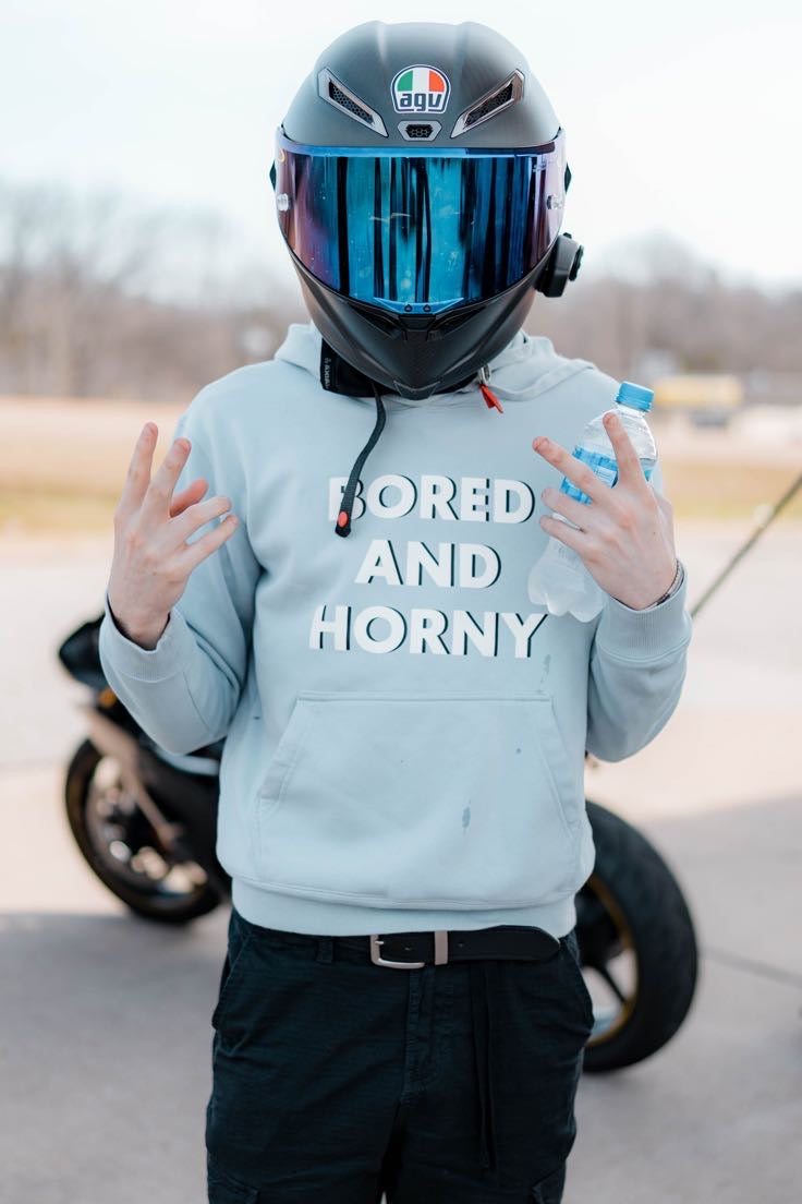 Light Grey Blue Bored and Horny Hoodie